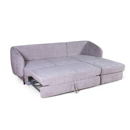 Бабл диван-кровать с шезлонгом, механизм «дельфин», шенилл Reef silver