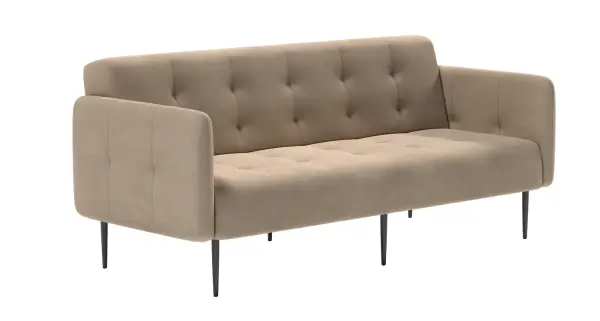Монако диван-кровать прямой с подлокотниками, трехместный, бархат бежевый 5