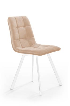 Стул UNO, бархат бежевый 5/ белый профиль