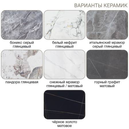 Журнальный столик Гемма, керамика Пандора глянцевая / опоры черные