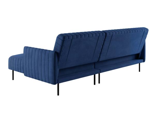 Baccara диван-кровать с шезлонгом, с подлокотниками, бархат синий 29