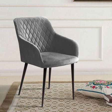 Стул с подлокотниками Роберт, комплект (4шт), бархат светло-серый 26