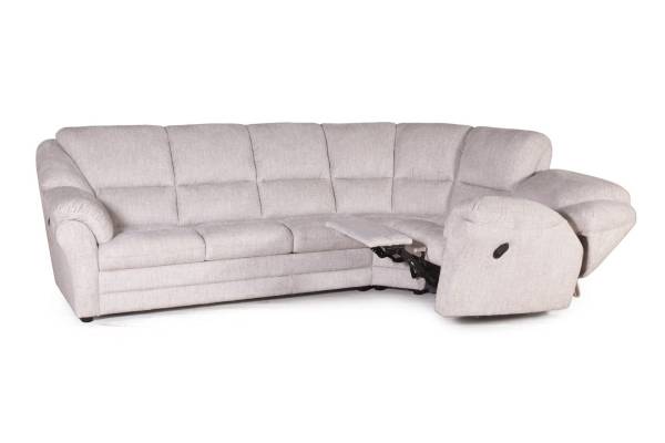 Сан-Ремо угловой диван-кровать с реклайнером, микромех Rozy ivory