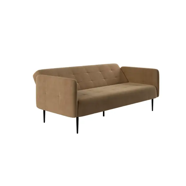 Монако диван-кровать прямой с подлокотниками, трехместный, велюр бежевый Velutto 23