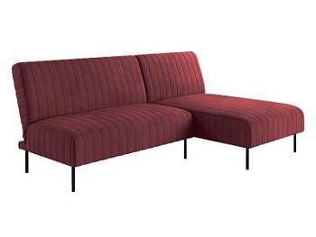 Baccara диван-кровать с шезлонгом, без подлокотников, бархат бордовый 16