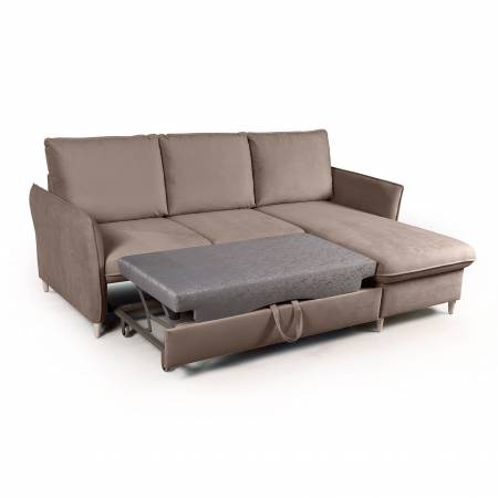 Hans диван-кровать с шезлонгом велюр бежевый