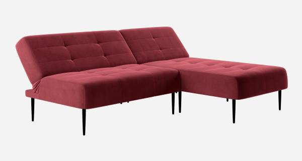 Monaco диван-кровать с шезлонгом, без подлокотников, бархат бордовый 16