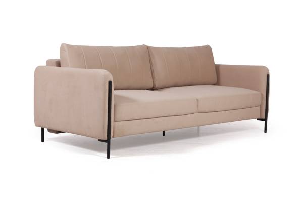 Барселона диван-кровать трехместный прямой, велюр бежевый