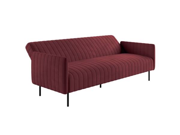 Baccara диван-кровать трехместный прямой с подлокотниками, бархат бордовый 16