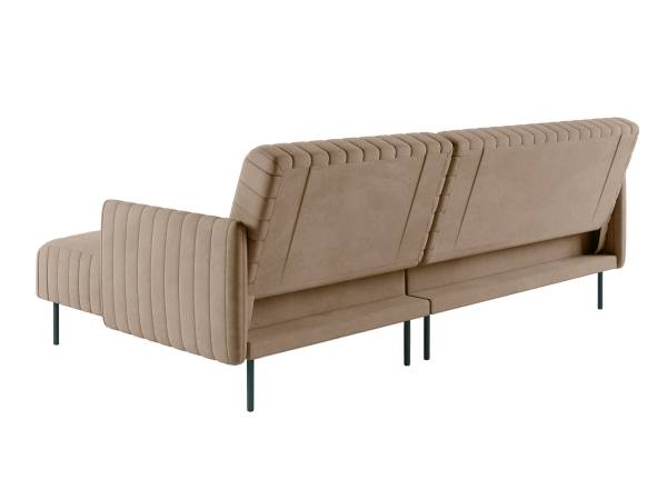 Baccara диван-кровать с шезлонгом, с подлокотниками, бархат бежевый 05