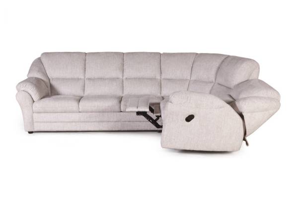 Сан-Ремо угловой диван-кровать с реклайнером, микромех Rozy ivory