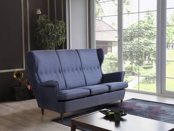 Redford диван прямой трехместный рогожка синий