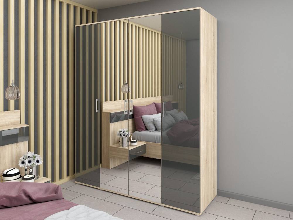 Шкаф для одежды SILVIA ШО-04 (2г/2зр), 2 фасада глянцевые/2 зеркало