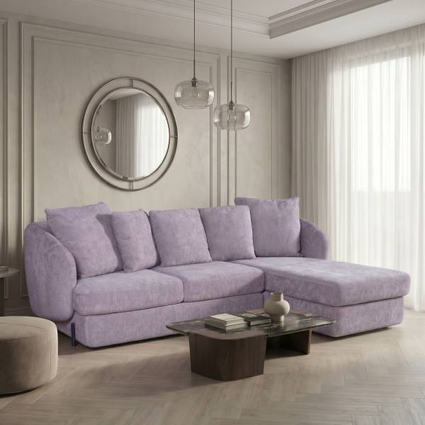 Бабл диван-кровать с шезлонгом, механизм «дельфин», шенилл Reef silver