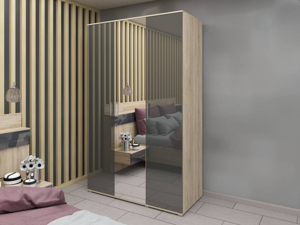 Шкаф для одежды СИЛЬВИЯ, ШО-03 (2г/1зр), 2 фасада глянцевые/1 зеркало