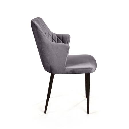 Стул с подлокотниками Hunt ромб, комплект (4шт), бархат серый 27 / чёрный конус