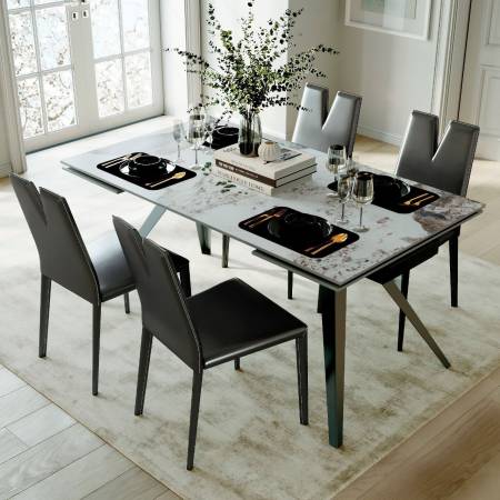 Стол раскладной Асти (140+40+40), керамика матовая Armani Grey matte