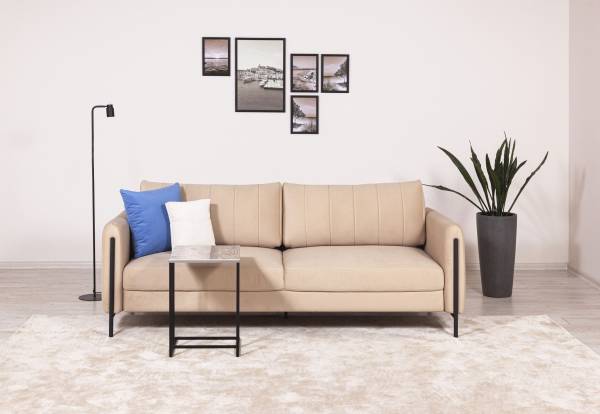 Барселона диван-кровать трехместный прямой, велюр бежевый