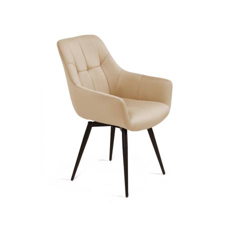 Стул c подлокотниками РИЧ, (комплект 2 шт.) поворотный на 360 градусов, бархат бежевый 05