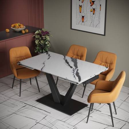 Стол раскладной Малибу (120+30+30), керамика матовая Armani Grey