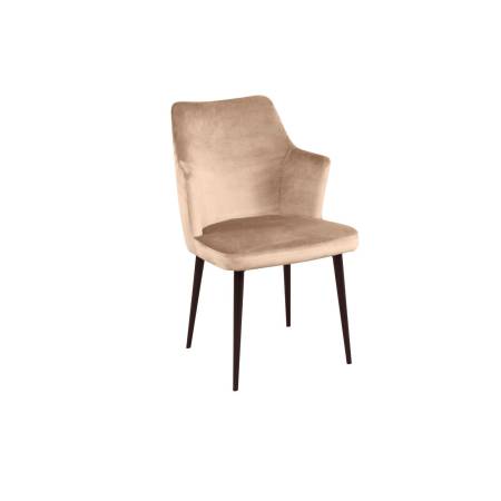 Стул с подлокотниками Hunt, бархат бежевый 5 / чёрный конус