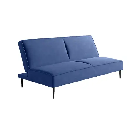 Эсте диван-кровать трехместный, прямой, без подлокотников, велюр синий Velutto 26