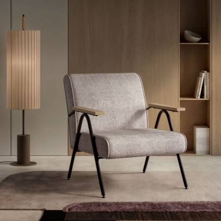 Энди кресло с деревянными подлокотниками, шенилл Shantal beige