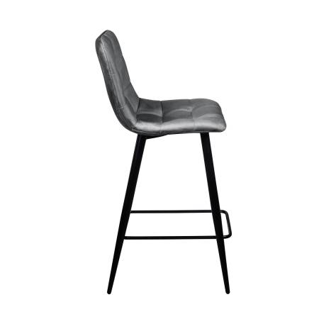 Стул полубарный UNO, комплект (2 шт), бархат светло-серый 26/ чёрный конус