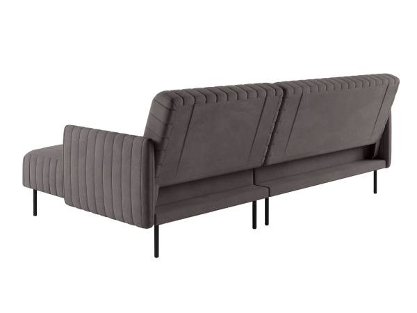 Baccara диван-кровать с шезлонгом, с подлокотниками, бархат антрацит 14