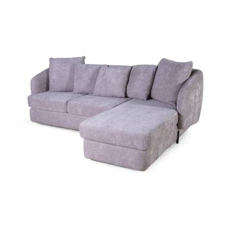 Бабл диван-кровать с шезлонгом, механизм «дельфин», шенилл Reef silver