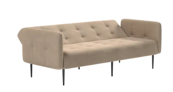 Монако диван-кровать прямой с подлокотниками, трехместный, бархат бежевый 5