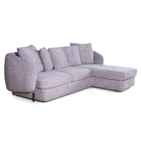 Бабл диван-кровать с шезлонгом, механизм «дельфин», шенилл Reef silver