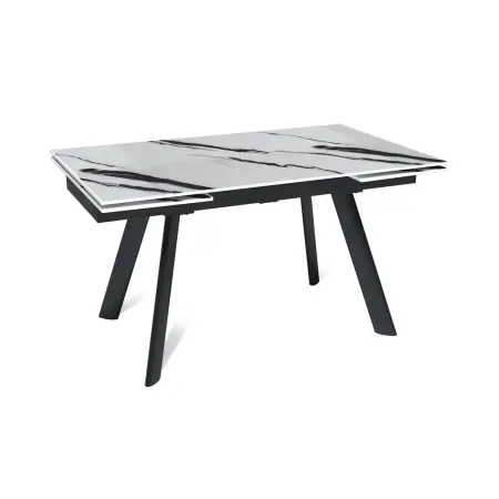 Стол раскладной Stone (140+40+40), керамика глянцевая Panda white