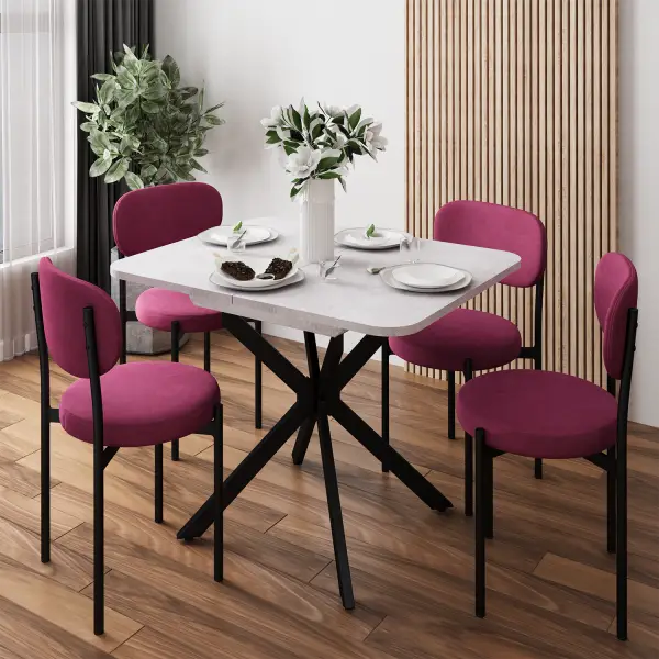 Стол Твист раздвижной (100+30) цемент светлый / опоры черные