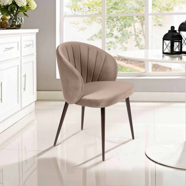 Стул Mont Blanc, бархат бежевый 5 / черный конус