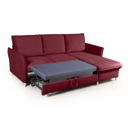 Hans диван-кровать с шезлонгом велюр красный