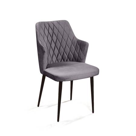 Стул с подлокотниками Hunt ромб, комплект (4шт), бархат серый 27 / чёрный конус