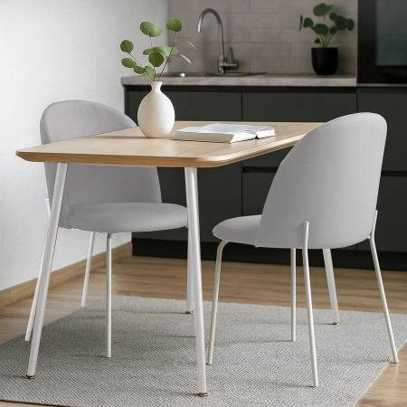 Стул Норд, (комплект 2 шт), бархат светло-серый 04 / опора белая