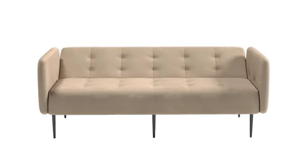 Монако диван-кровать прямой с подлокотниками, трехместный, бархат бежевый 5