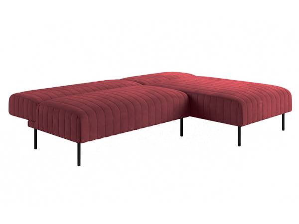 Baccara диван-кровать с шезлонгом, без подлокотников, бархат бордовый 16