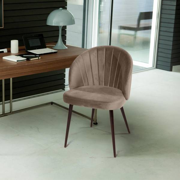 Стул Mont Blanc, бархат пепельно-бежевый 25 / черный конус