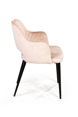 Стул William с подлокотниками ромб, бархат бежевый 5/ черный конус