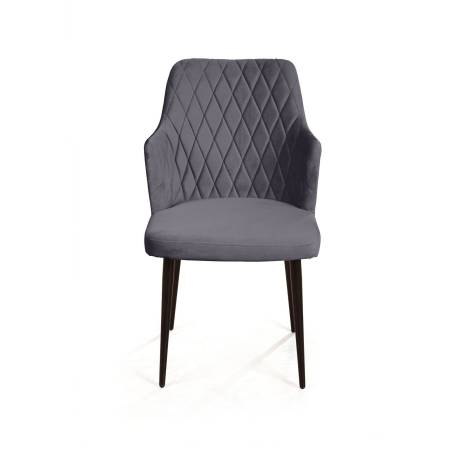 Стул с подлокотниками Hunt ромб, бархат серый 27 / чёрный конус