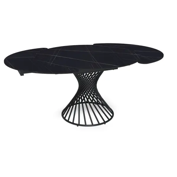 Стол круглый раскладной Лава (120+30+30), керамика матовая Black Gold