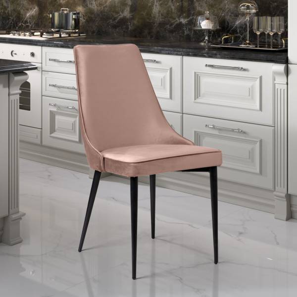 Стул Оливер, бархат бежевый 5/ чёрный конус