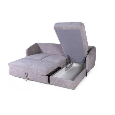 Бабл диван-кровать с шезлонгом, механизм «дельфин», шенилл Reef silver