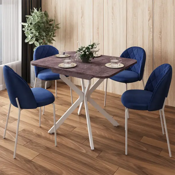 Стол Твист раздвижной (100+30) камень темный / опоры белые