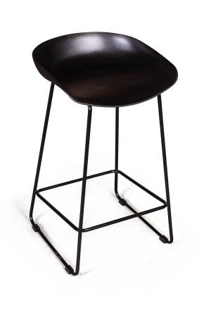 Стул полубарный ЛЕО пластик черный