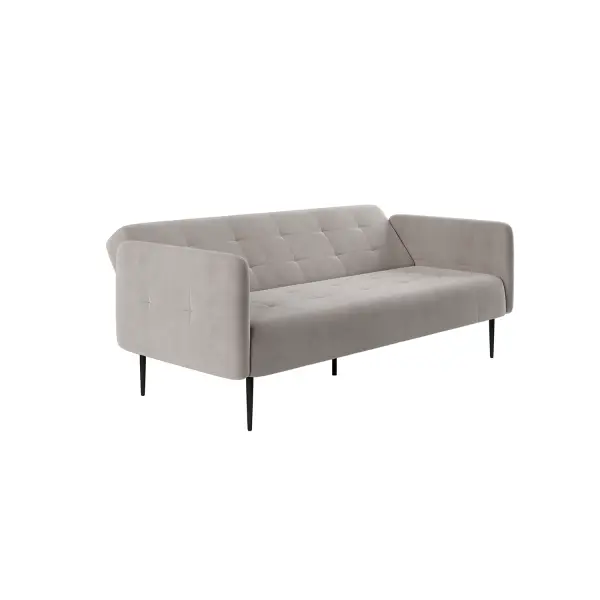 Монако диван-кровать прямой с подлокотниками, трехместный, велюр серый Velutto 52