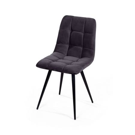 Стул UNO, бархат серый 27 / чёрный конус